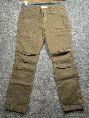 Tna Pants Womens 0 Chino Patch Pocket Green Cotton Stretch Khaki Zip Ankle